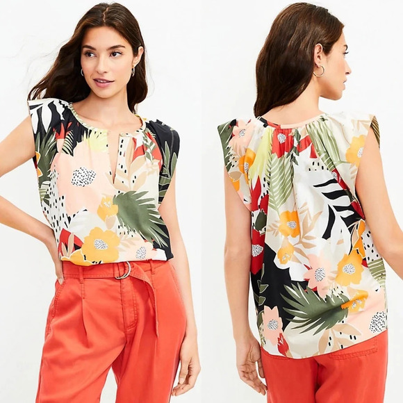 Loft Paradise Flutter Sleeve Top size XS NWT - Picture 1 of 8